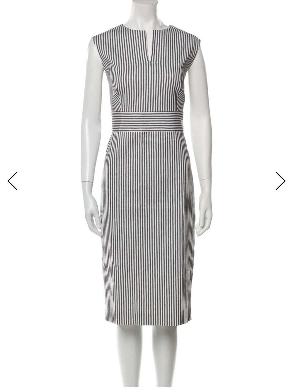 MaxMara Sleeveless Black & White Pin Striped Sheath Dress